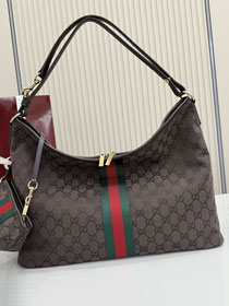 GG original canvas large shoulder bag A008NS dark coffee