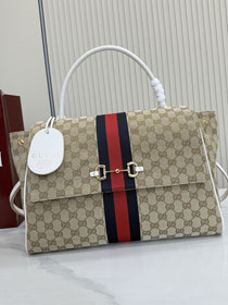 GG original canvas paparazzo large top handle bag 875019 sand&white