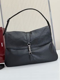 GG original calfskin jackie flap large crossbody bag A005ZI black