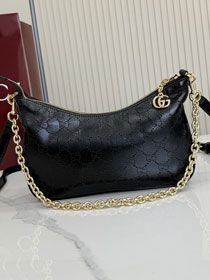 GG original calfskin lady lunetta chain small shoulder bag A0034B black