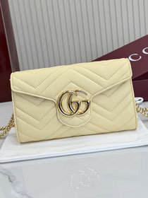 GG original calfskin marmont wallet on chain 837745 light yellow