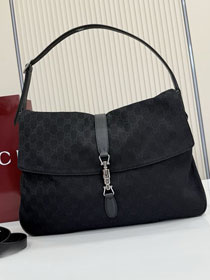 GG original canvas jackie flap large crossbody bag A005ZI black