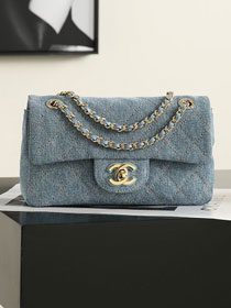 CC denim mini flap bag AS6626 blue