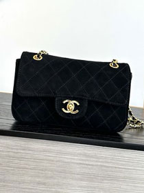 CC suede calfskin mini flap bag AS6626 black