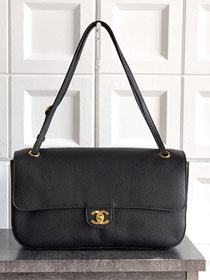 CC grained calfskin maxi flap bag AS6231 black