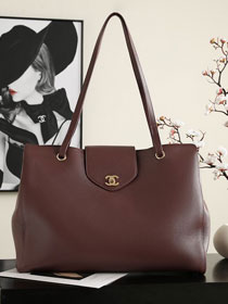 CC grained calfskin large shopping bag AS6245 bordeaux