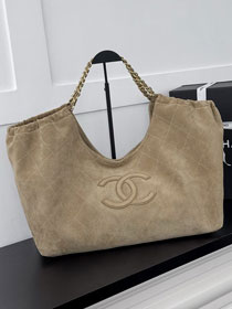 CC suede calfskin large shopping bag AS6475 beige